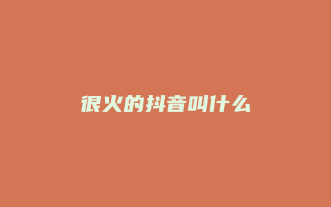 很火的抖音叫什么