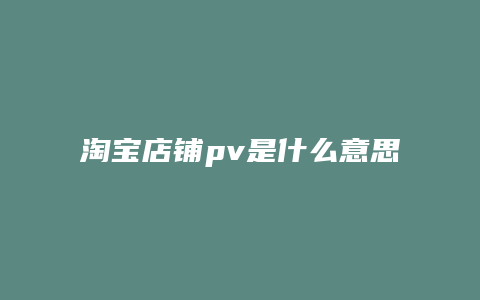 淘宝店铺pv是什么意思