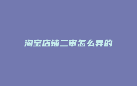 淘宝店铺二审怎么弄的