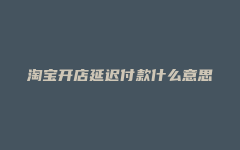 淘宝开店延迟付款什么意思