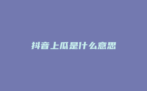 抖音上瓜是什么意思