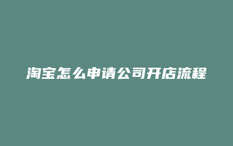 淘宝怎么申请公司开店流程