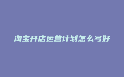 淘宝开店运营计划怎么写好