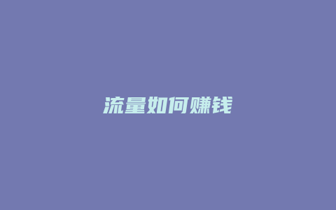 流量如何赚钱