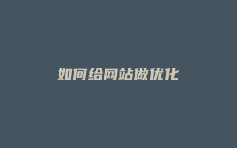 如何给网站做优化