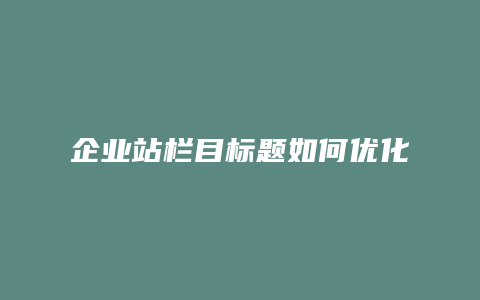 企业站栏目标题如何优化