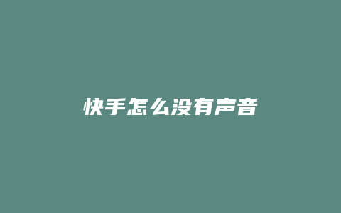 快手怎么没有声音