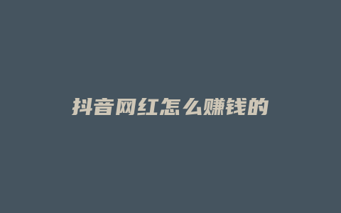 抖音网红怎么赚钱的