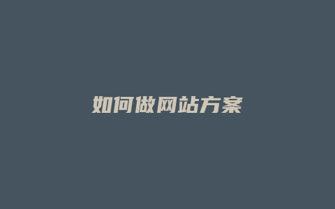 如何做网站方案