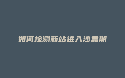 如何检测新站进入沙盒期