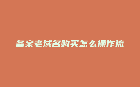 备案老域名购买怎么操作流程视频