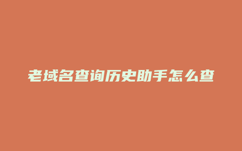 老域名查询历史助手怎么查不到