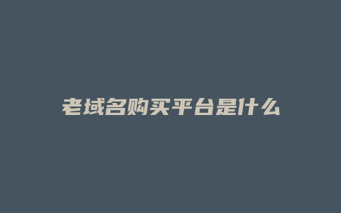 老域名购买平台是什么