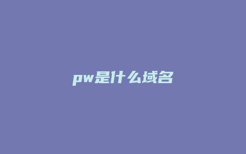 pw是什么域名