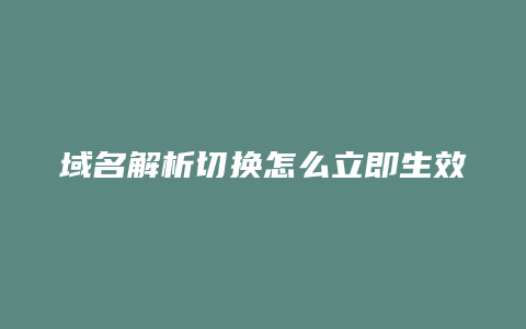 域名解析切换怎么立即生效