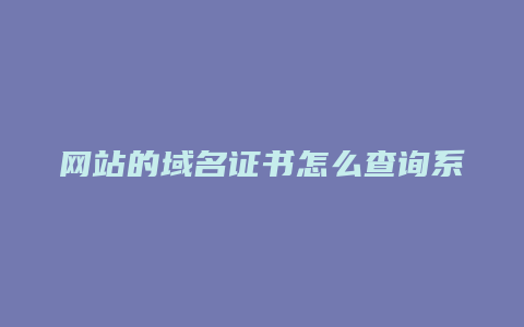 网站的域名证书怎么查询系统