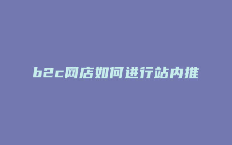 b2c网店如何进行站内推广