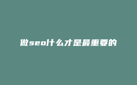 做seo什么才是最重要的