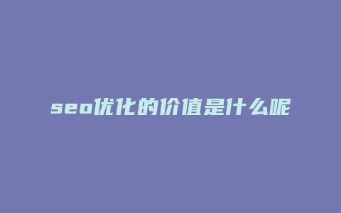 seo优化的价值是什么呢