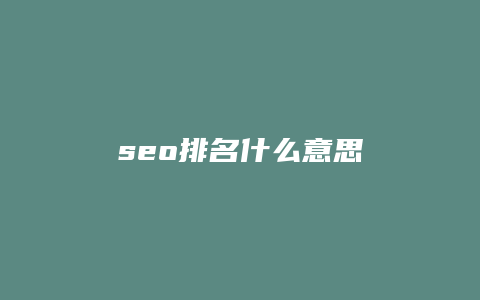 seo排名什么意思