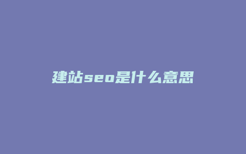 建站seo是什么意思