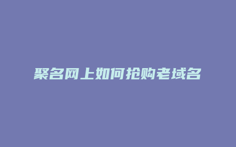 聚名网上如何抢购老域名