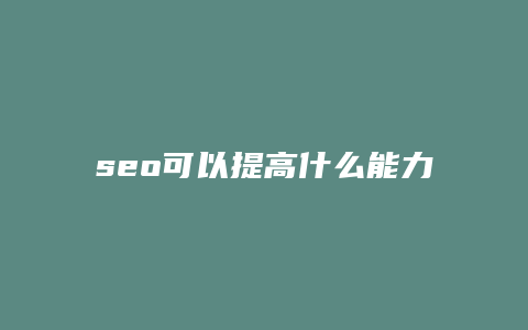 seo可以提高什么能力