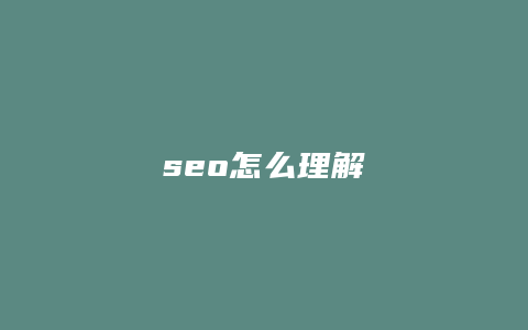 seo怎么理解