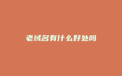 老域名有什么好处吗