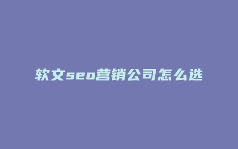 软文seo营销公司怎么选