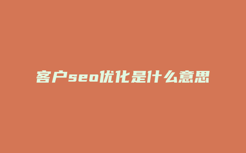 客户seo优化是什么意思