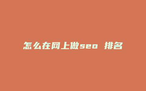 怎么在网上做seo 排名