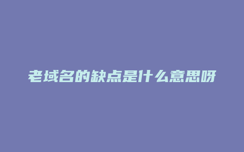 老域名的缺点是什么意思呀