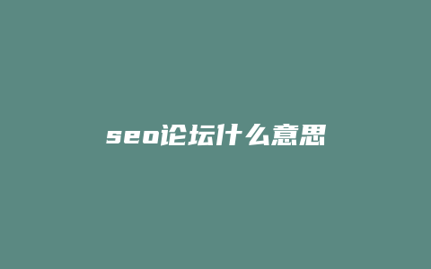 seo论坛什么意思