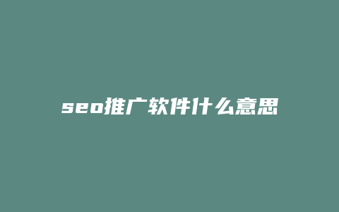 seo推广软件什么意思