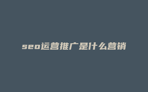 seo运营推广是什么营销