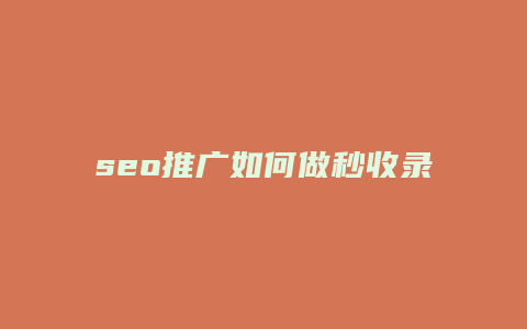 seo推广如何做秒收录