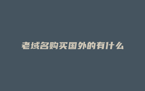 老域名购买国外的有什么