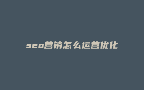 seo营销怎么运营优化