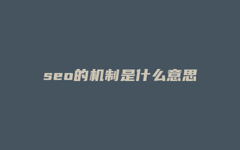 seo的机制是什么意思