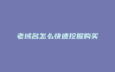 老域名怎么快速挖掘购买