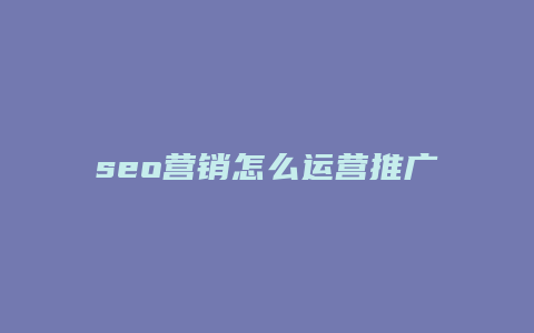 seo营销怎么运营推广