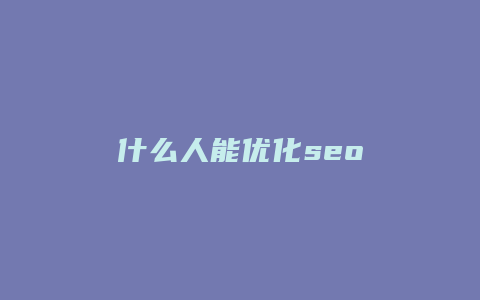 什么人能优化seo