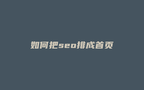 如何把seo排成首页