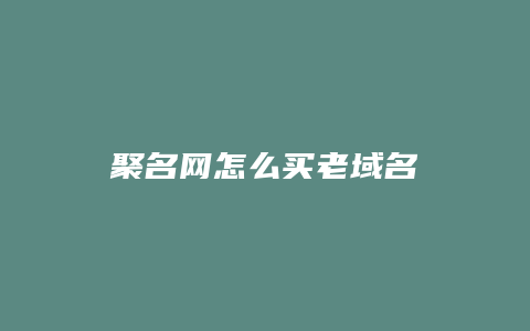 聚名网怎么买老域名