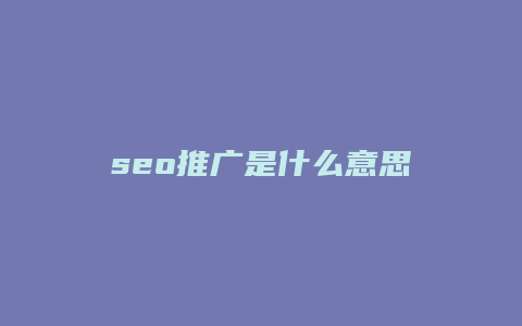 seo推广是什么意思