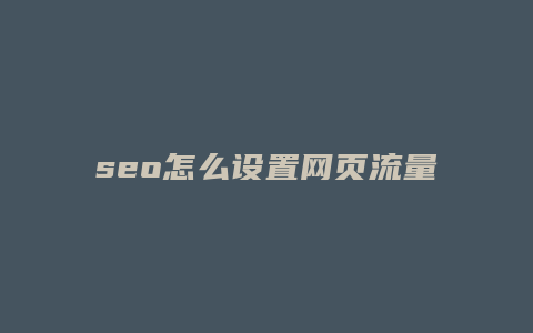 seo怎么设置网页流量