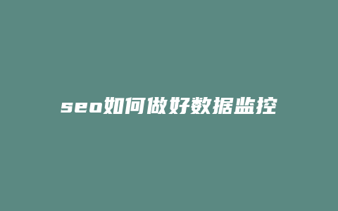 seo如何做好数据监控