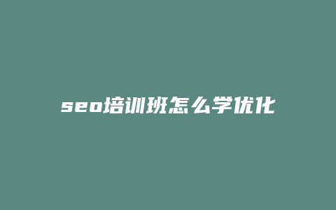 seo培训班怎么学优化