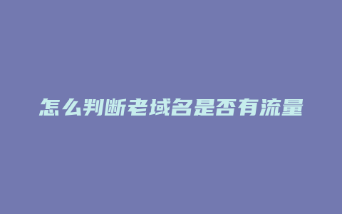 怎么判断老域名是否有流量